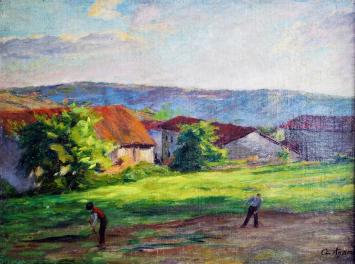 Peintres de l'école de Crozant Agard Jean Charles AGARD Jean- Charles Agard - Les semailles au printemps custom text