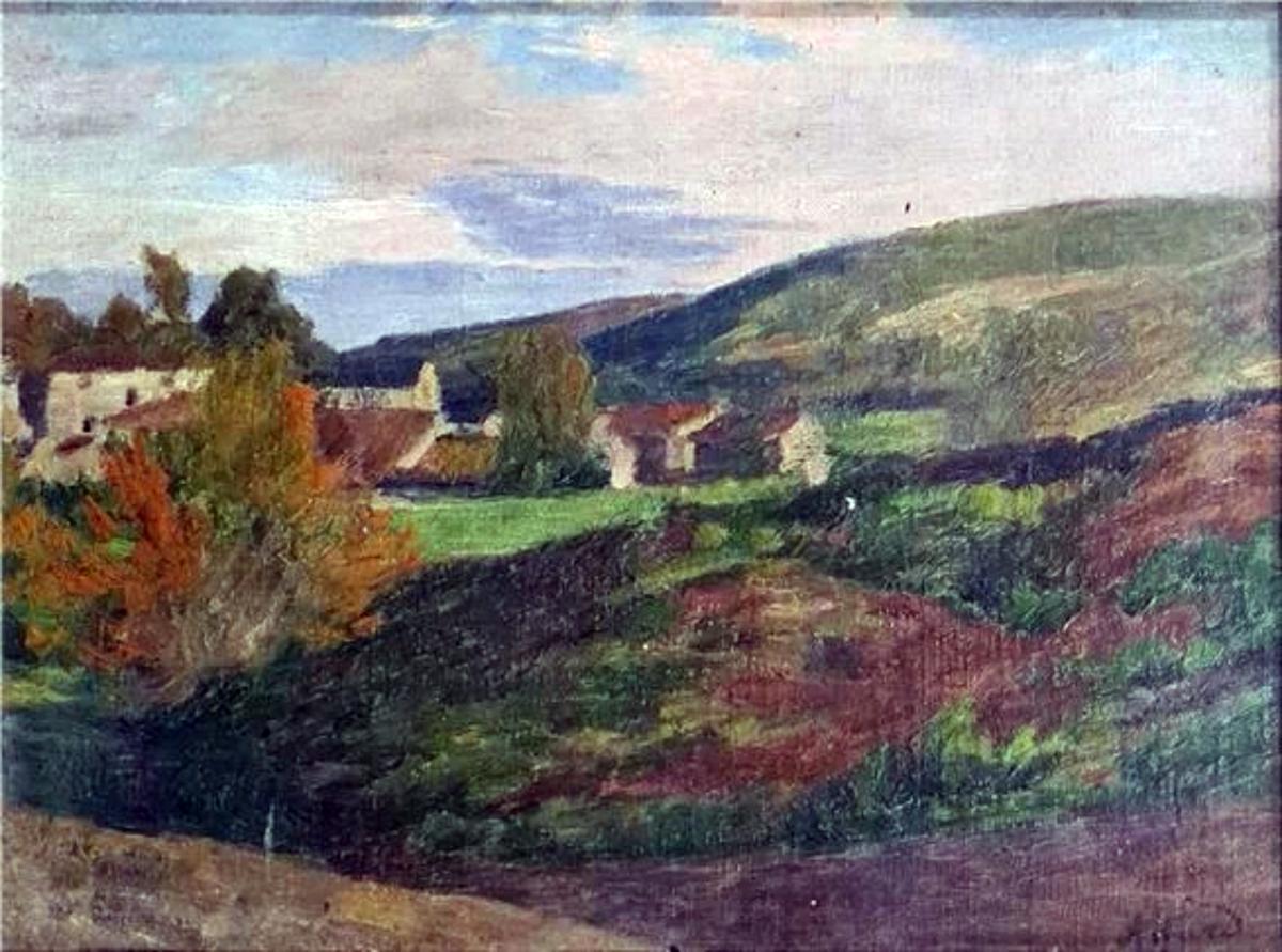 Peintres de l'école de Crozant Agard Jean Charles Jean Charles Agard - Village en automne, Creuse custom text