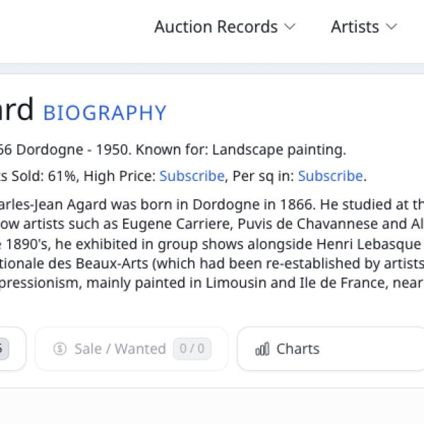 Peintres de l'école de Crozant Documents Jean-Charles Agard - Askart custom text