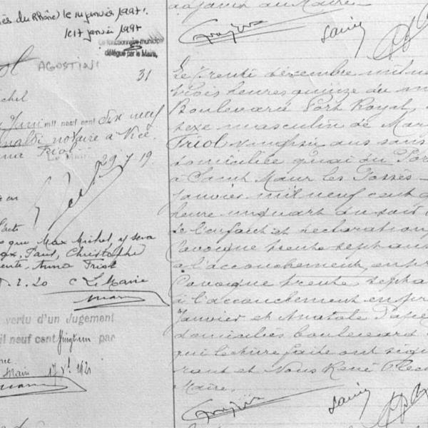 Peintres de l'école de Crozant Documents Acte de naissance Max Agostini custom text