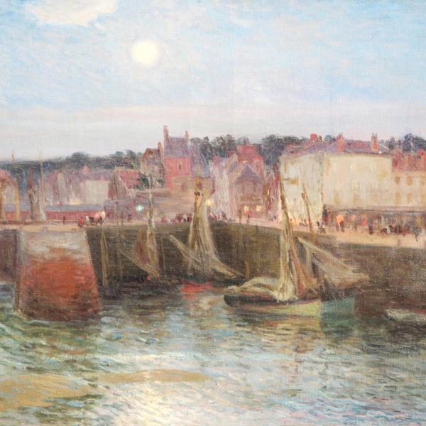 Peintres de l'école de Crozant Albert Gustave ALBERT GUSTAVE - Port de Honfleur au clair de lune custom text