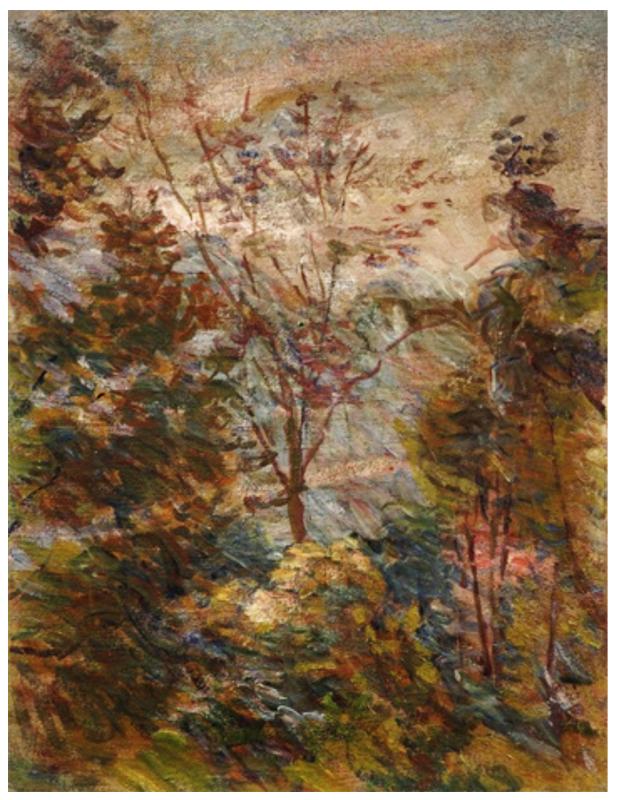 Peintres de l'école de Crozant Bracquemond Marie Braquemond Marie - Paysage aux arbres à La Chabanne custom text