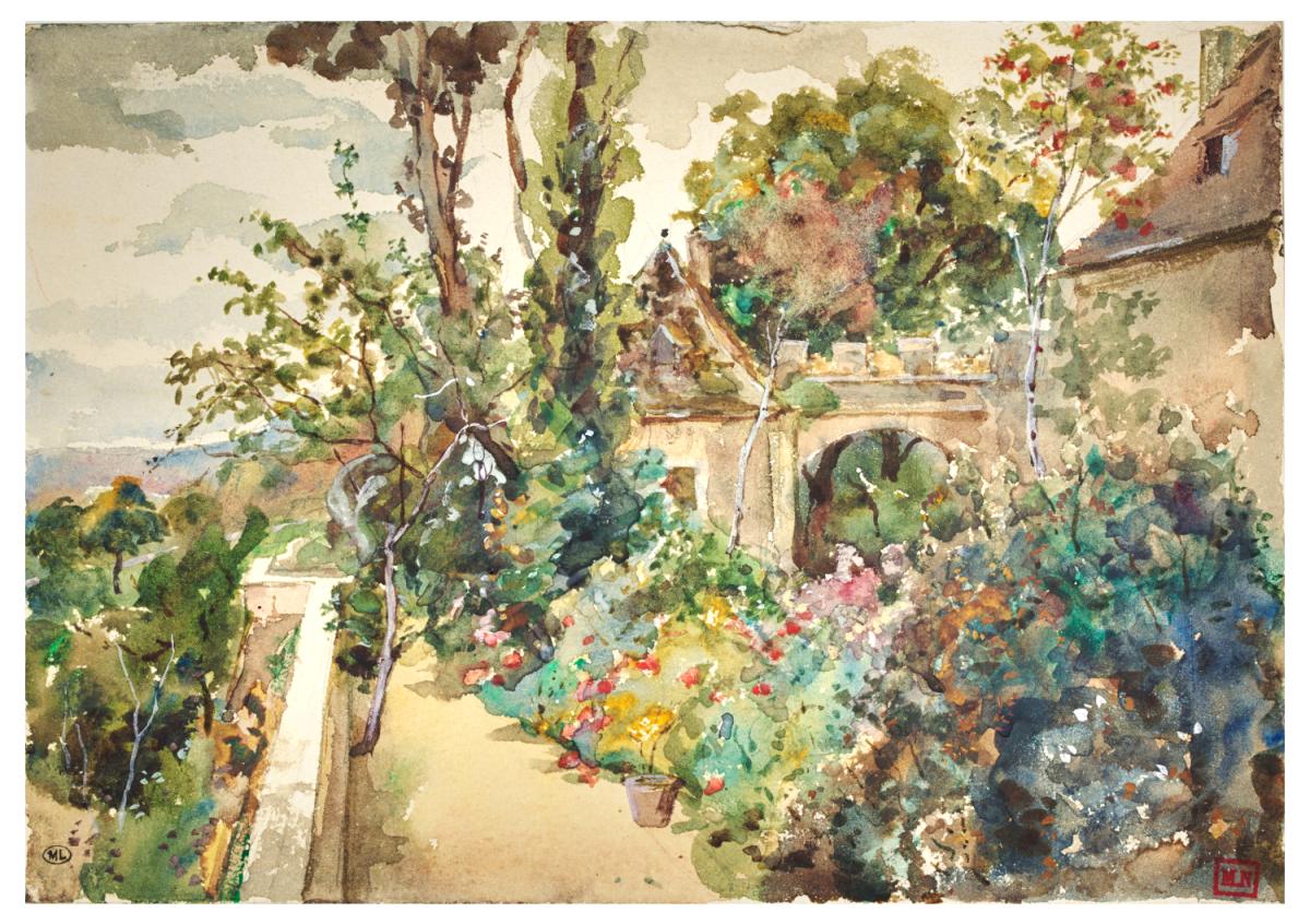 Peintres de l'école de Crozant Bracquemond Marie Jardin en terrasse couleur.jpg custom text
