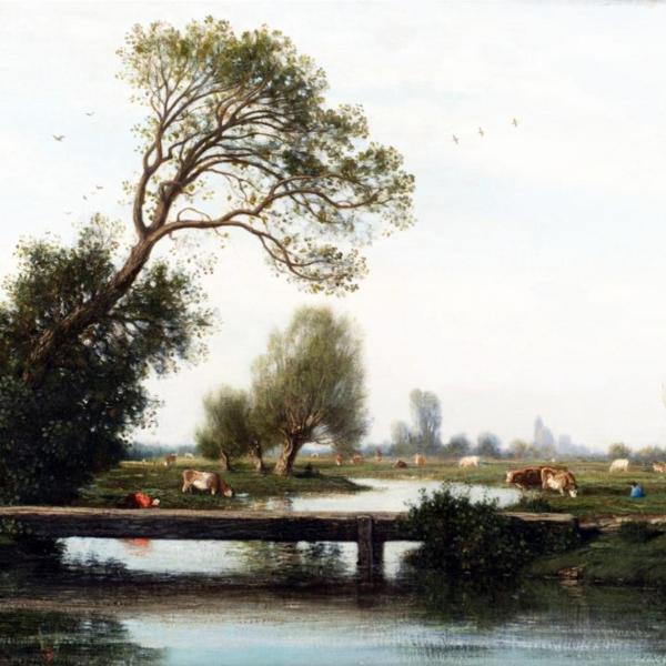 Peintres de l'école de Crozant Cabat Louis Louis Cabat -  Paysage avec bétail custom text
