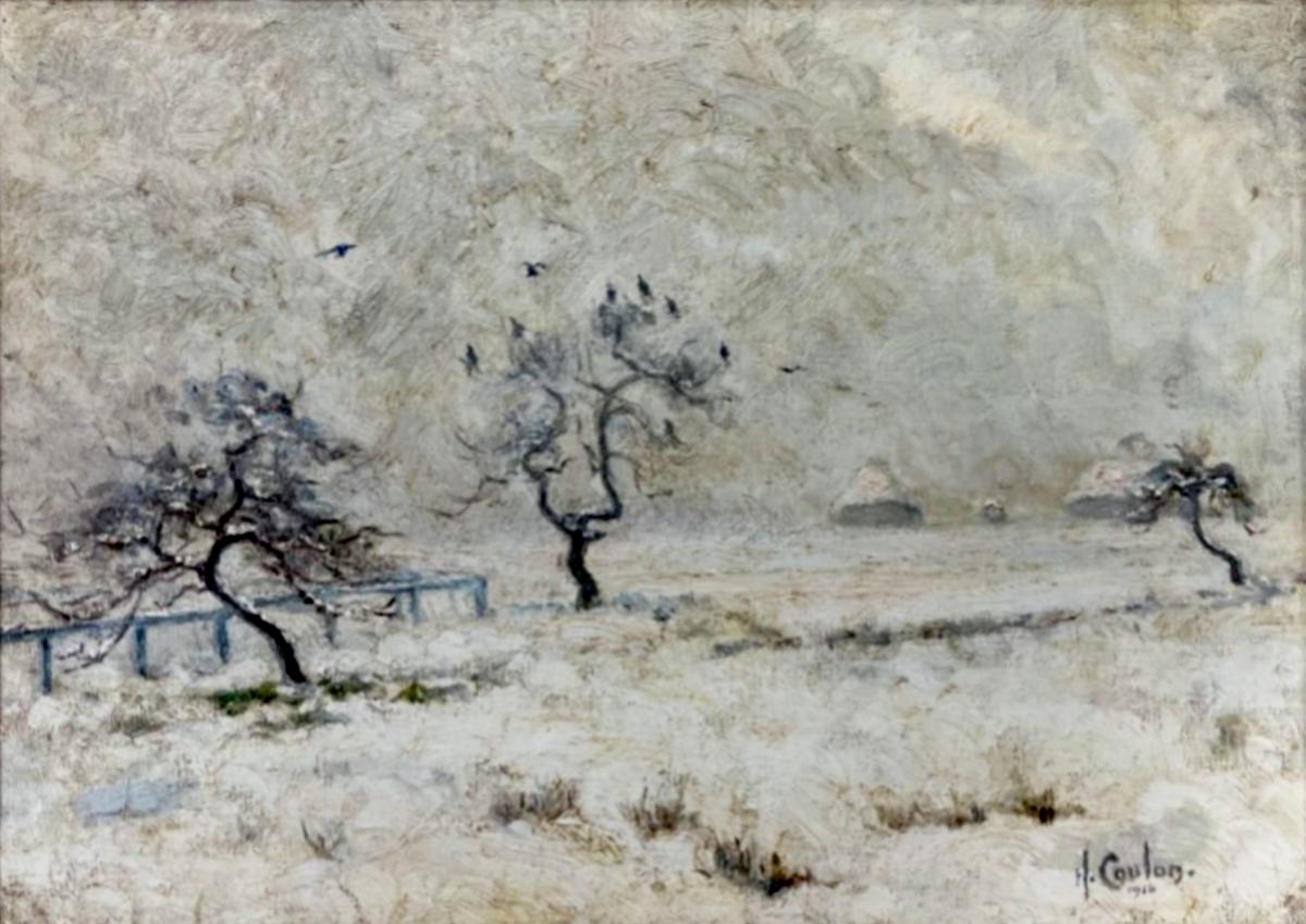Peintres de l'école de Crozant Coulon Henri Henri Coulon - Paysage de neige custom text