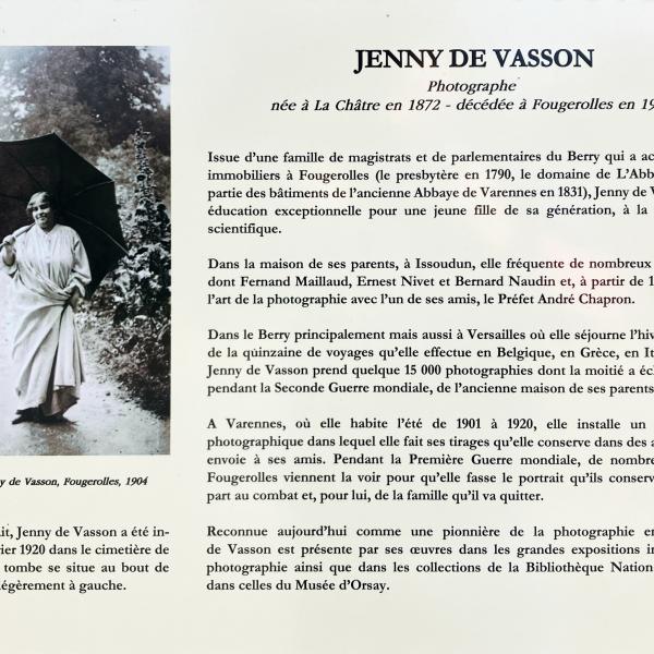 Peintres de l'école de Crozant Documents Jenny de Vasson - plaque à l'entrée du cimetière custom text