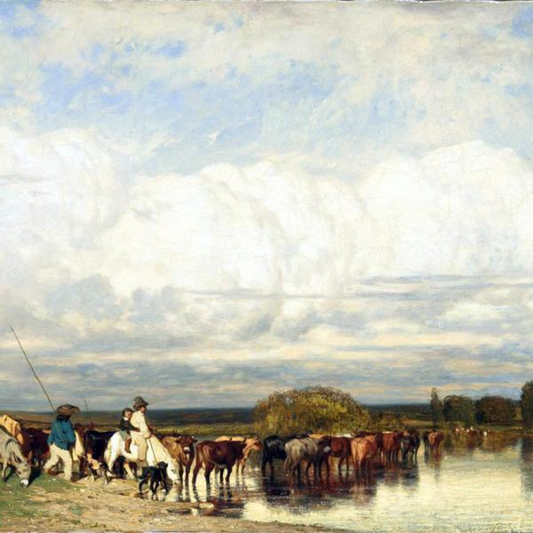 Peintres de l'école de Crozant Dupré Jules Jules Dupré - Vaches traversant un gué custom text