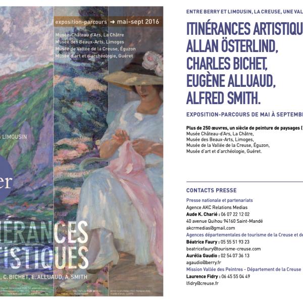 Peintres de l'école de Crozant Les expositions & Les Conférences ITINÉRANCES ARTISTIQUES Allan österlind, Charles Bichet, Eugène Alluaud, Alfred Smith custom text