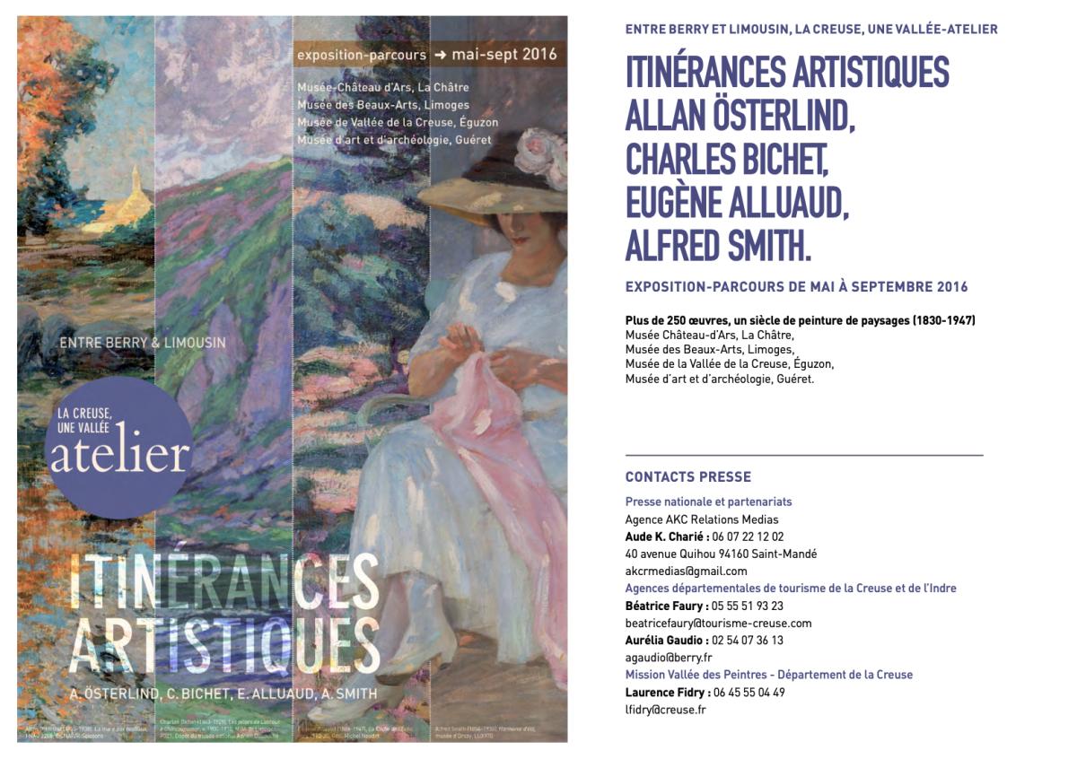 Peintres de l'école de Crozant Les expositions & Les Conférences ITINÉRANCES ARTISTIQUES Allan österlind, Charles Bichet, Eugène Alluaud, Alfred Smith custom text
