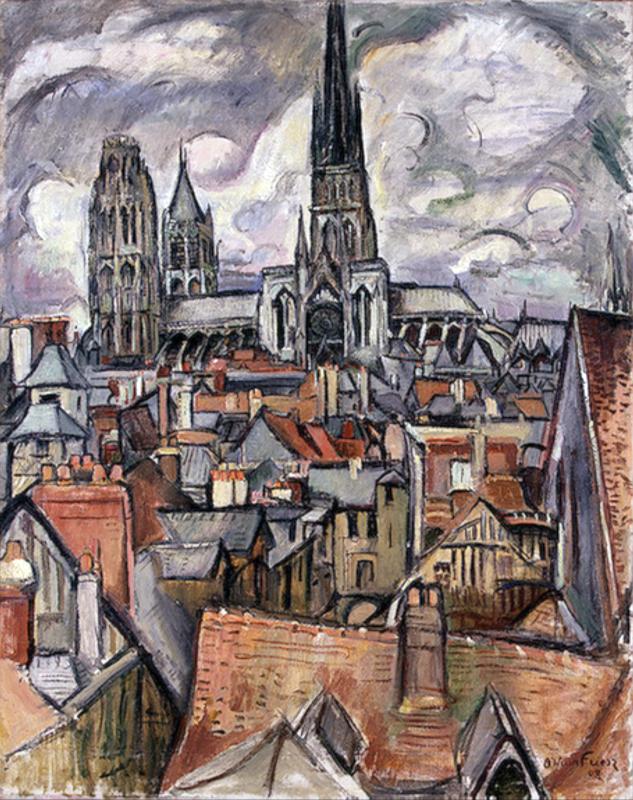 Peintres de l'école de Crozant Friesz Othon Othon Friesz - Toits et cathédrale de Rouen custom text