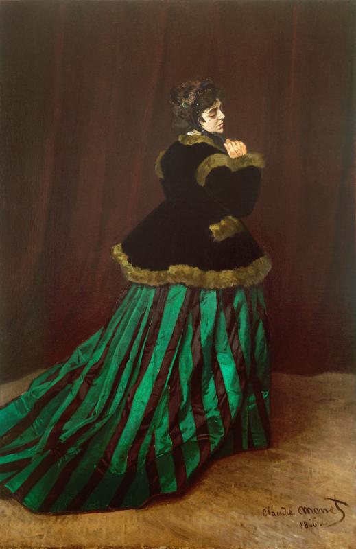 Peintres de l'école de Crozant Monet Claude Claude Monet - La femme en  robe verte custom text
