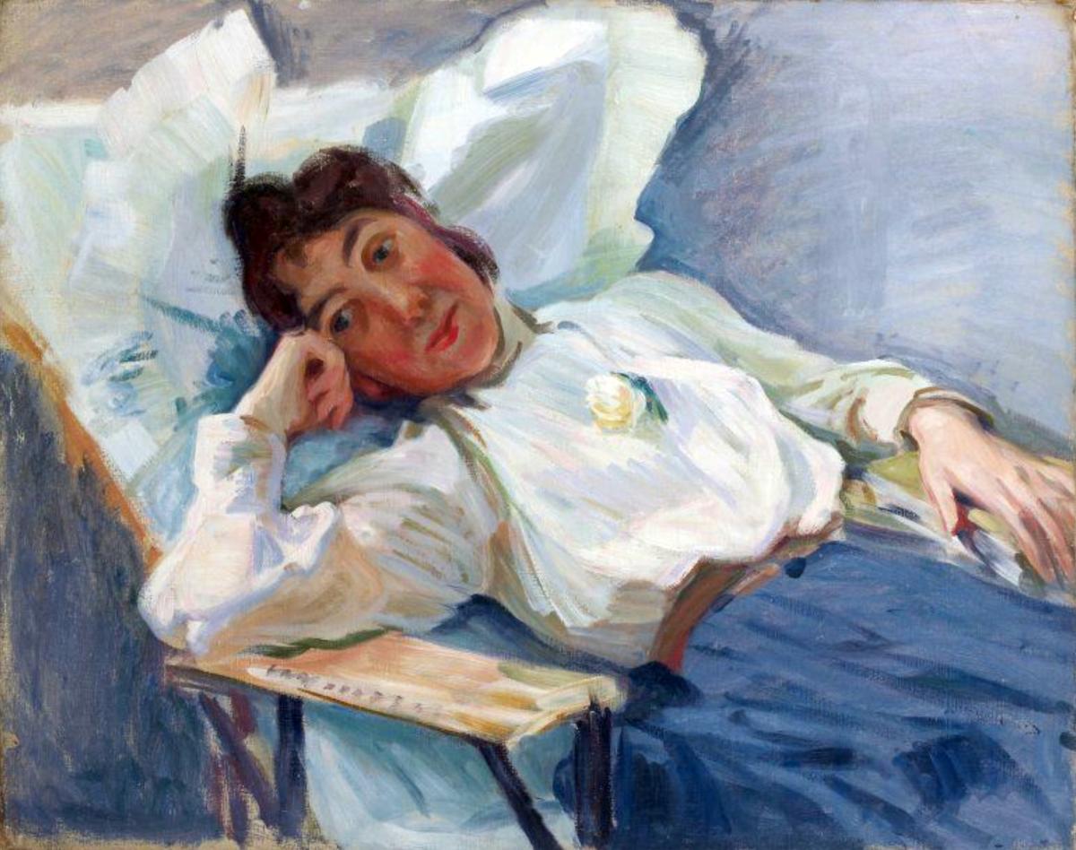 Peintres de l'école de Crozant Pailler Henri Henri Pailler - Femme sur un transat custom text
