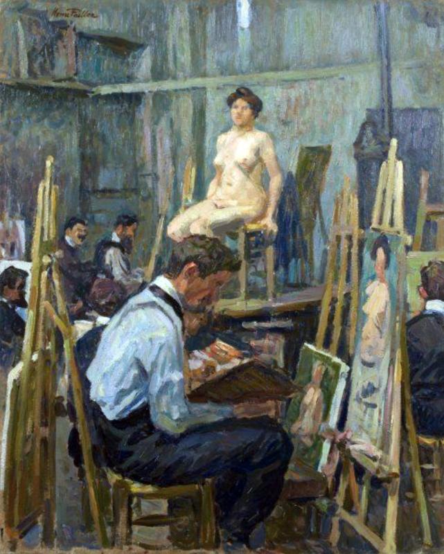 Peintres de l'école de Crozant Pailler Henri Henri Pailler -   Le peintre dans son atelier custom text
