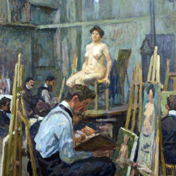 Peintres de l'école de Crozant Pailler Henri Henri Pailler -   Le peintre dans son atelier custom text