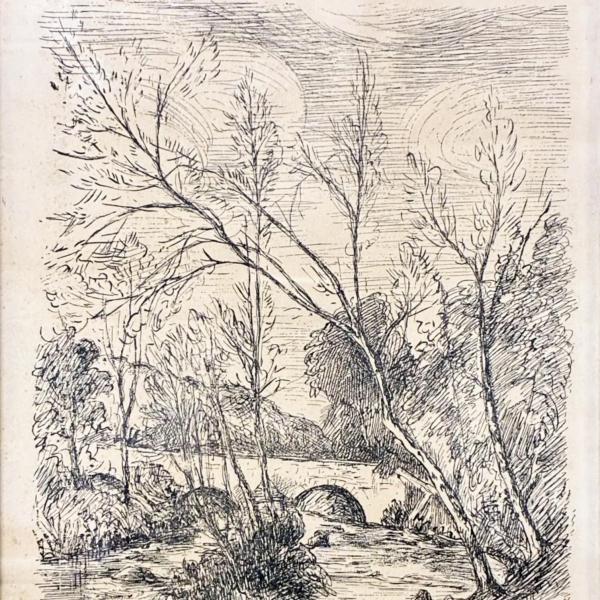Peintres de l'école de Crozant Alluaud Eugène Eugène Alluaud - Pont charraud, Crozant custom text
