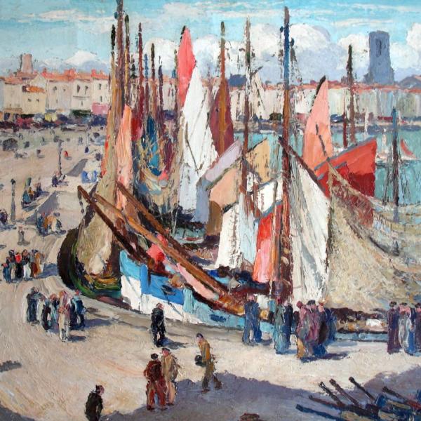Peintres de l'école de Crozant Balande Gaston Balande Gaston - Le port de La Rochelle custom text