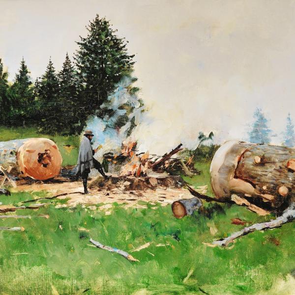 Peintres de l'école de Crozant Béraud Jean Forestier dans un village de montagne custom text