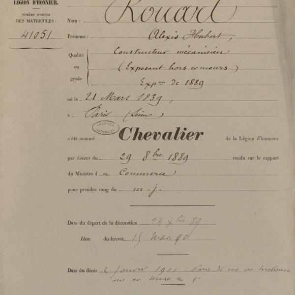 Peintres de l'école de Crozant Documents Alexis Rouart Légion d'honneur custom text
