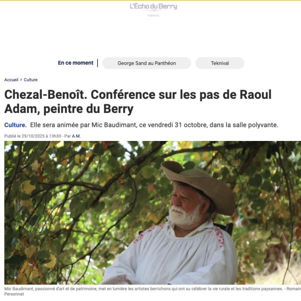 Peintres de l'école de Crozant Documents Chezal-Benoît. Conférence sur les pas de Raoul Adam, peintre du Berry custom text