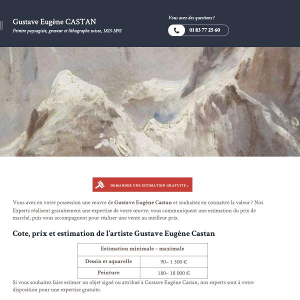 Peintres de l'école de Crozant Documents Estimation côte du peintre Gustave Castan custom text