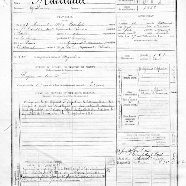 Peintres de l'école de Crozant Documents Fernand Maillaud - Livret militaire custom text