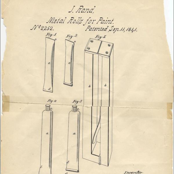 Peintres de l'école de Crozant Documents Dessin original du brevet de tube de peinture 1841 custom text