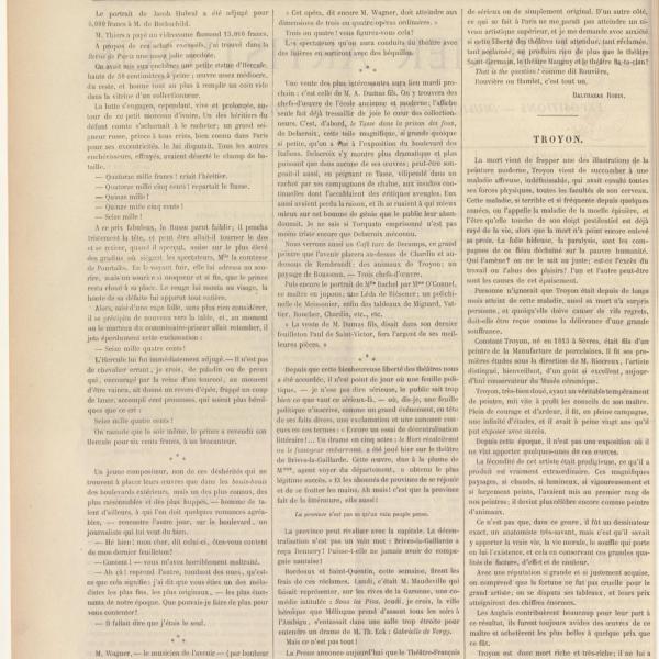 Peintres de l'école de Crozant Documents Le Courrier artistique - Décès de Constant Troyon custom text