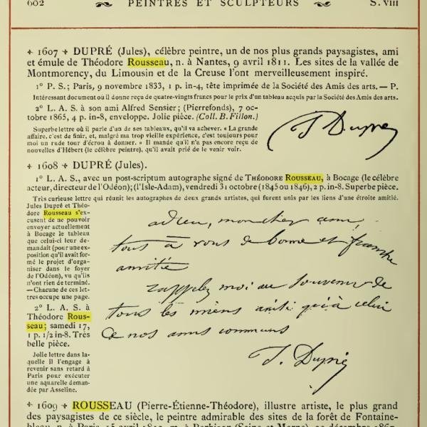 Peintres de l'école de Crozant Documents Lettres autographes composant la collection de M. Alfred Bovet custom text