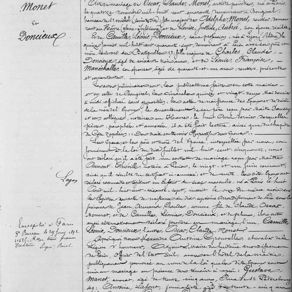 Peintres de l'école de Crozant Documents Monet mariage 1870 custom text