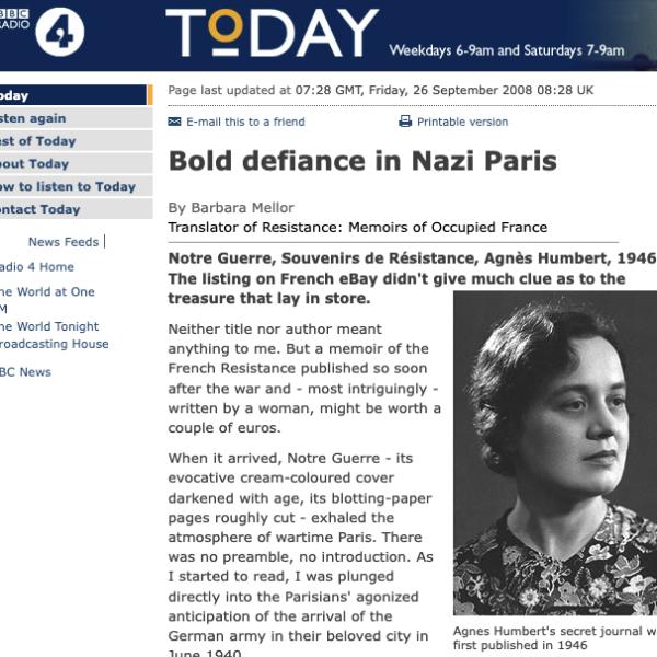 Peintres de l'école de Crozant Documents BBC Today - Bold defiance in Nazi Paris custom text