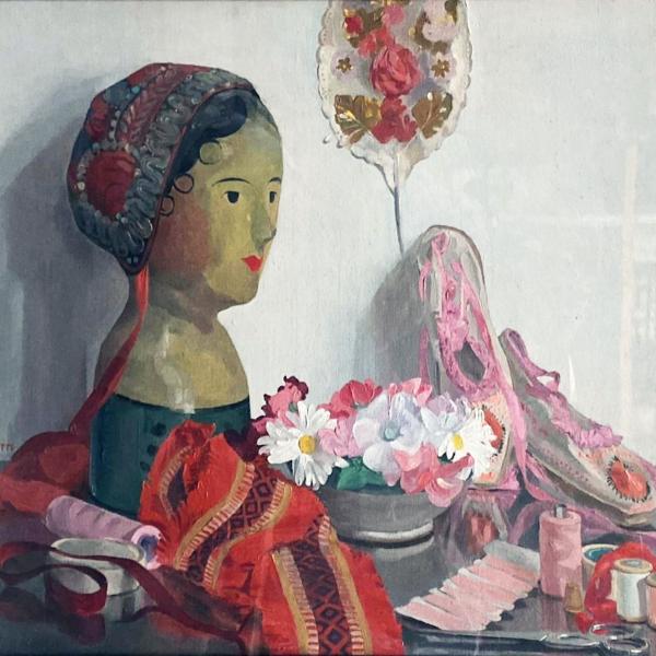 Peintres de l'école de Crozant Lambrette Marcelle Lambrette Marcelle - Nature morte à la marotte dans la mercerie custom text