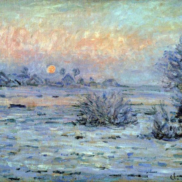 Peintres de l'école de Crozant Monet Claude Claude Monet - Soleil d'hiver à Lavacourt custom text