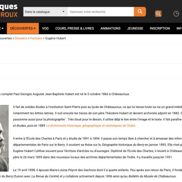 Peintres de l'école de Crozant Documents Bibliothèque de Châteauroux - Portrait d'Eugène Hubert custom text