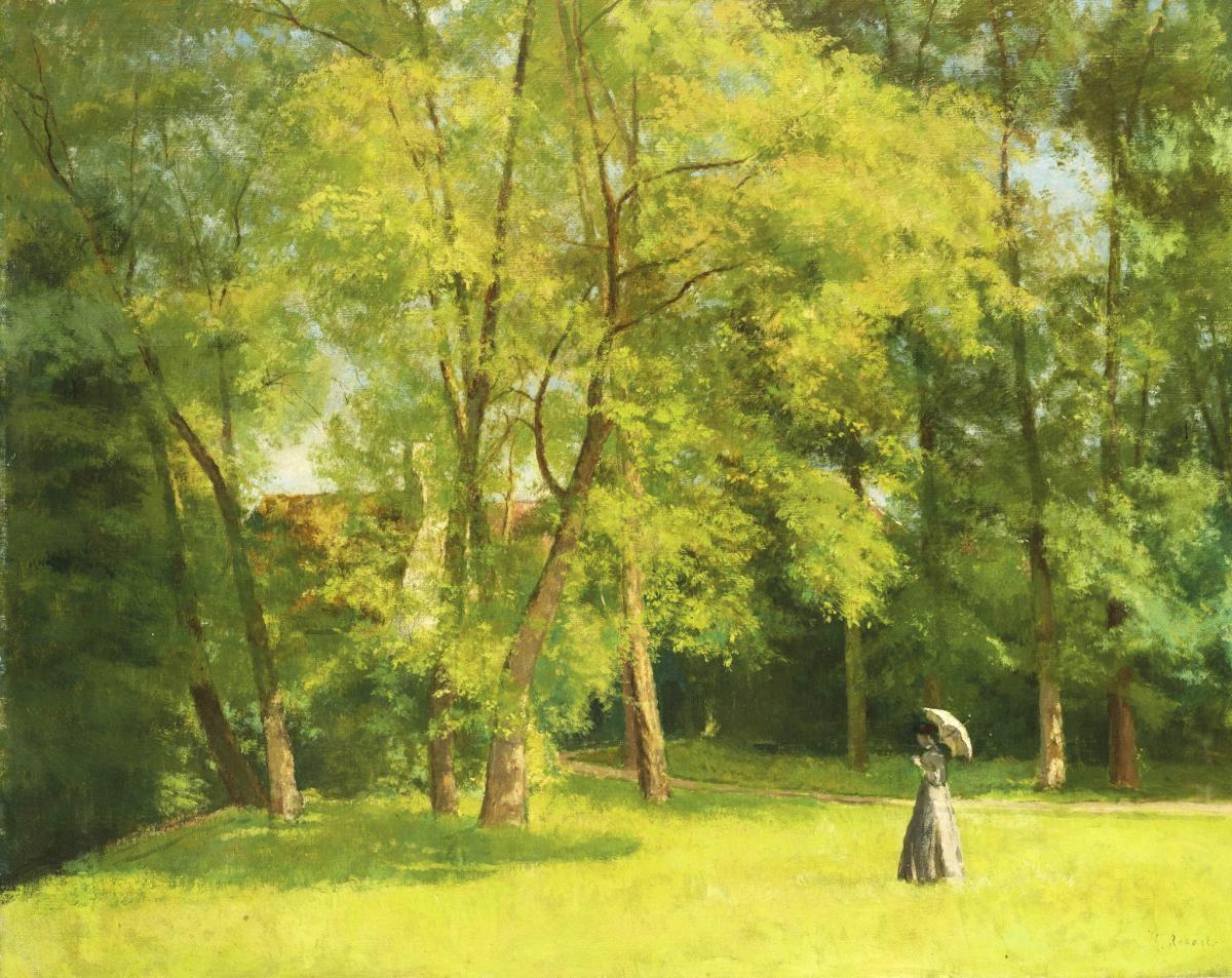 Peintres de l'école de Crozant Rouart Henri Henri Rouart - Élégante au parc custom text
