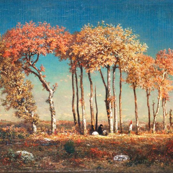 Peintres de l'école de Crozant Rousseau Théodore Théodore Rousseau - Sous les hêtres, le soir custom text