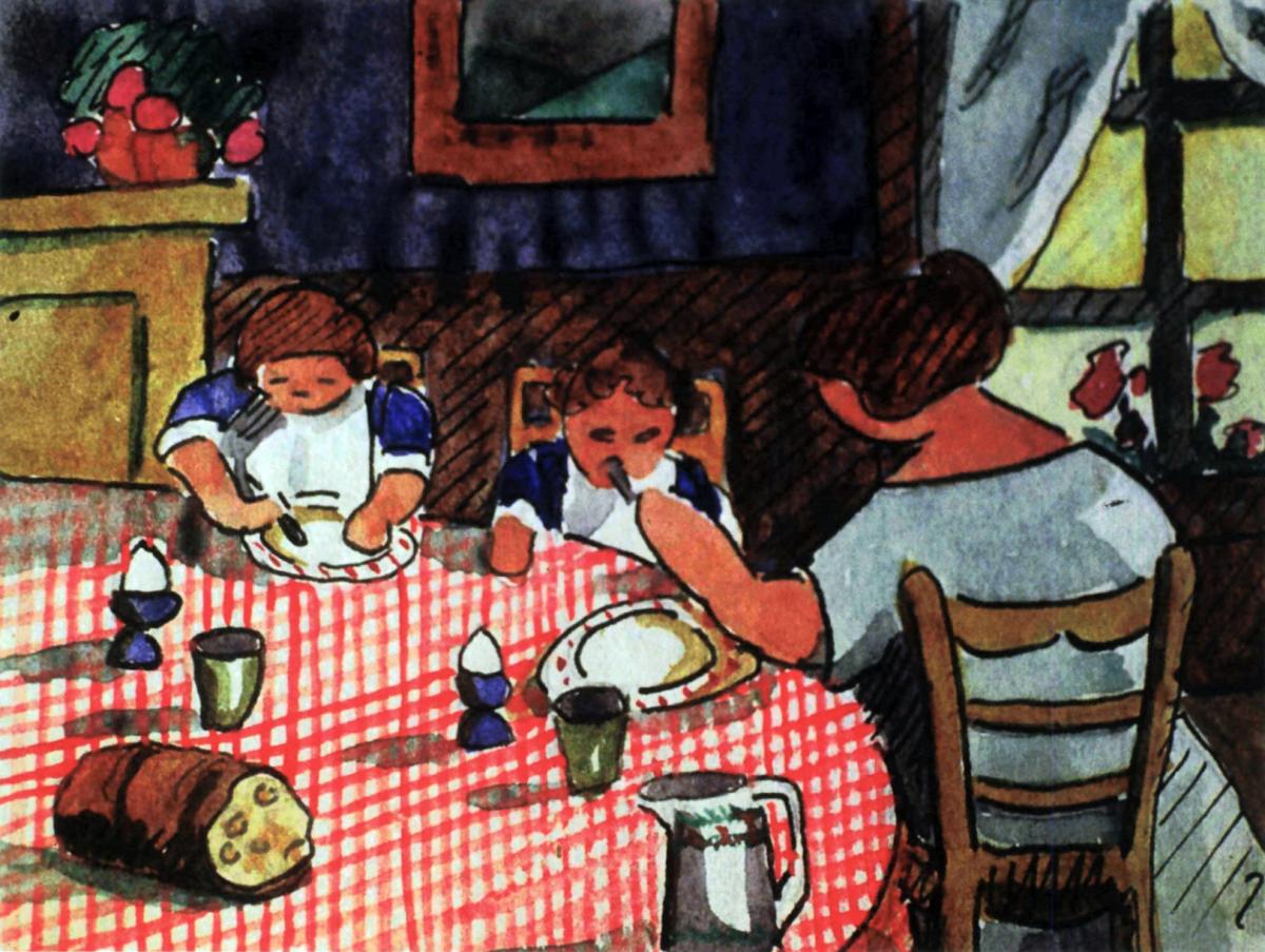 Peintres de l'école de Crozant Sabbagh-Humbert Agnès Agnes Sabel - Aquarelle  custom text