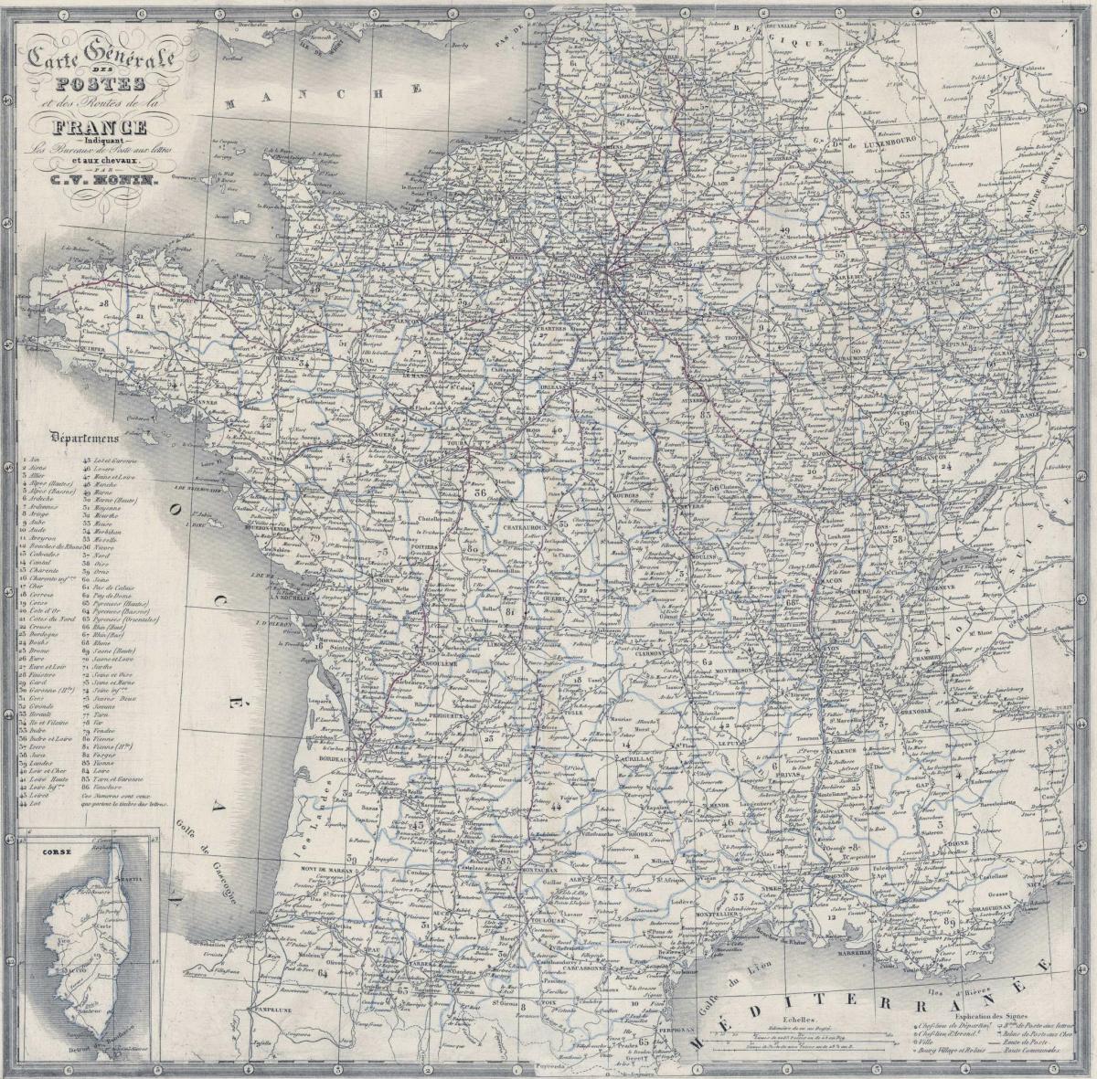 Peintres de l'école de Crozant De Tendu au Fay Carte de France des relais de poste custom text