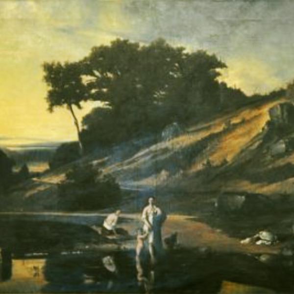 Peintres de l'école de Crozant Veillat Just Jules Veillat - Bain sur les bords de l'Indre custom text
